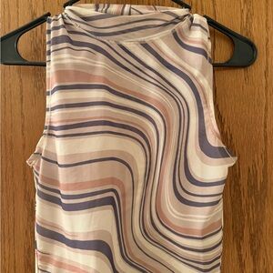 Forever 21 Blush, Cream & Navy Swirl Print Tank